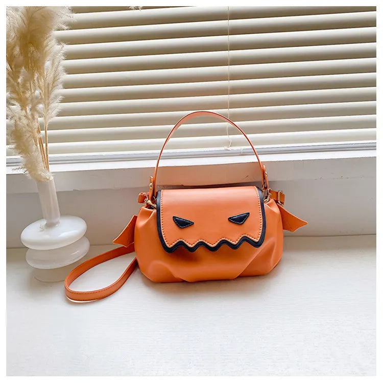 Funny Pumpkin Face Halloween Crossbody Bag – Street‑Trend Niche Bag for Women