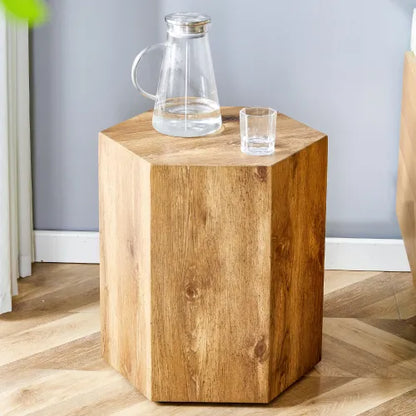 Modern MDF Coffee Table – Textured Hexagonal Accent Table