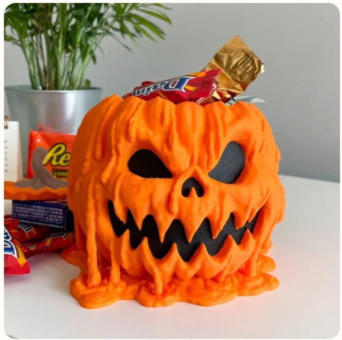 Melting Halloween Pumpkin Candy Bowl with Lid