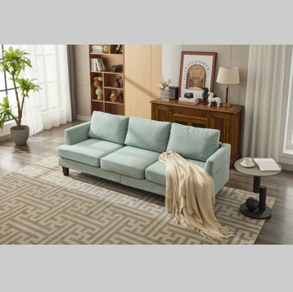 Modern Fabric 3-Seater Sofa with USB & Type-C – Light Green