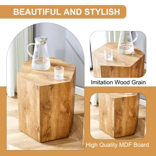Modern MDF Coffee Table – Textured Hexagonal Accent Table