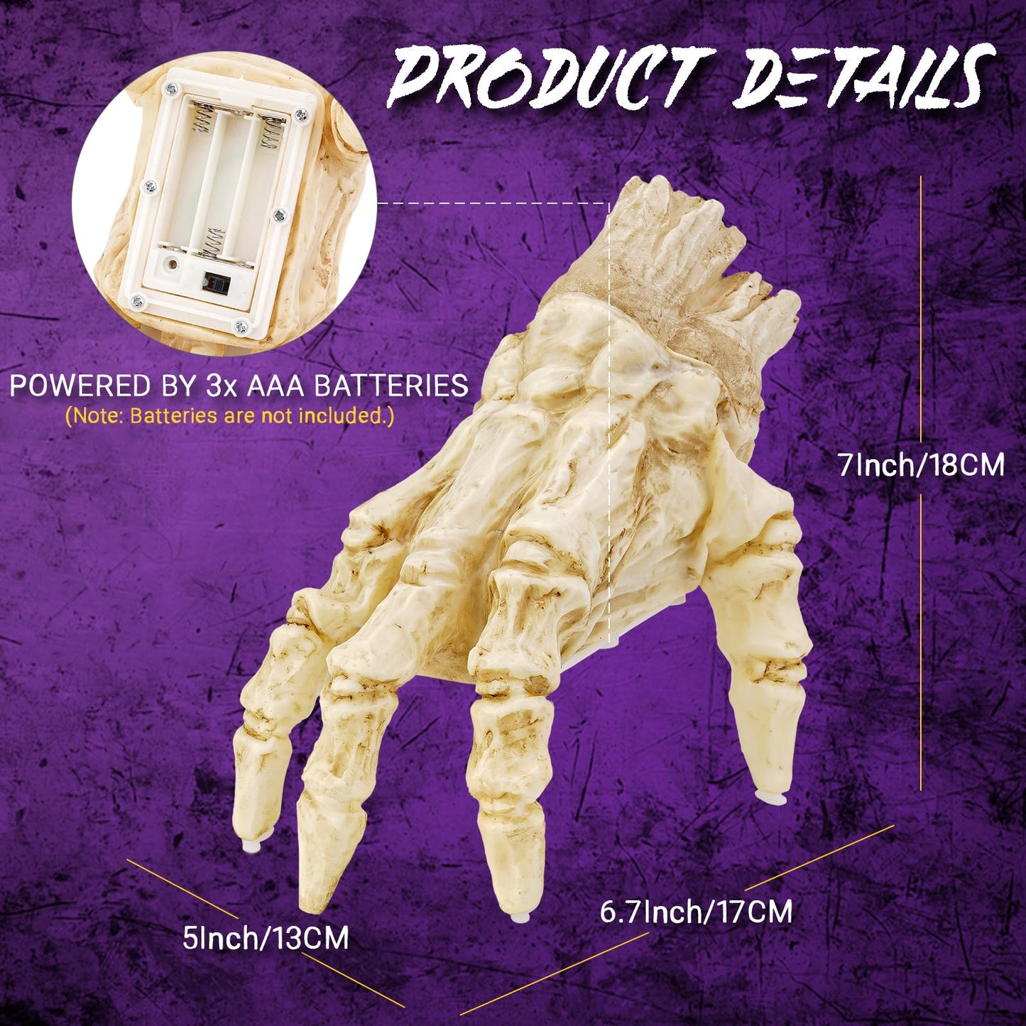 Halloween Electric Crawling Zombie Hand – Luminous Motion Sensor Prop with Spooky Sound