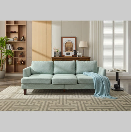 Modern Fabric 3-Seater Sofa with USB & Type-C – Light Green