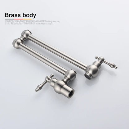 Wall‑Mounted Folding Pot‑Filler Faucet – Brass Cold‑Only, Swivel & Retractable Spout