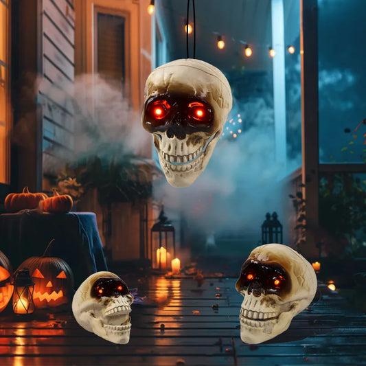 Animated Floating Skeleton Skull Heads – Sound‑Activated Halloween Decor
