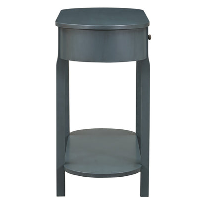 Elegant Retro Console Table – Vintage Navy Wooden Entryway Table with Drawers & Shelf