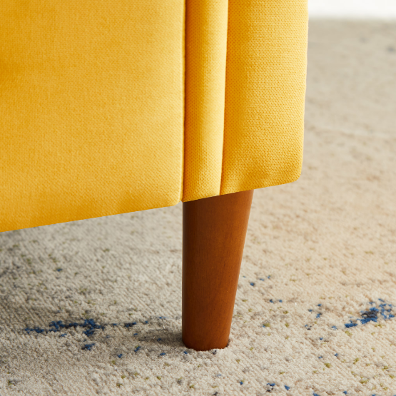 Yellow Multifunctional Storage Sofa Stool – Rectangular Linen Ottoman with Hidden Compartment