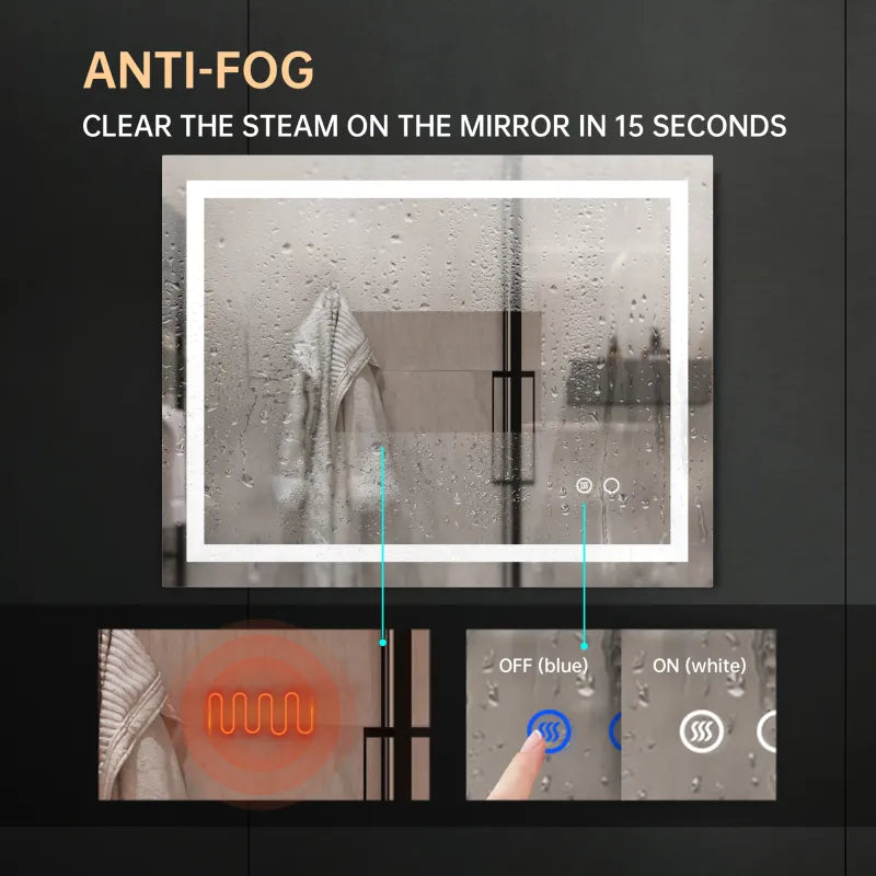 LED Bathroom Mirror – Touch Control • Anti‑Fog • Dimmable • Waterproof