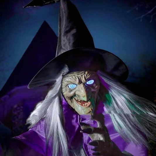 Halloween Flying Witch Decoration – 180 cm Scary Outdoor Animatronic with Sound