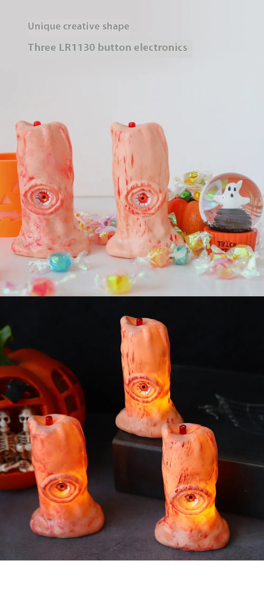 Halloween Blood Eye LED Lamp – Light-Up Electronic Candle with Creepy Glow