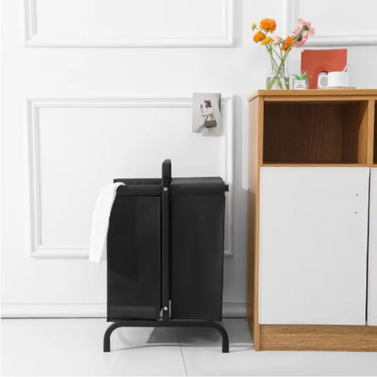 2 Tier Laundry Basket 110 Litre Large Oxford Laundry Basket Sorter with Lid and Sorting Card for Clothing and Toy Storage
