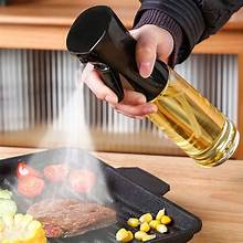 BBQ Healthy Kitchen Cooking Oil & Vinegar Spray Bottle – Push Type Leak Proof Glass Mister