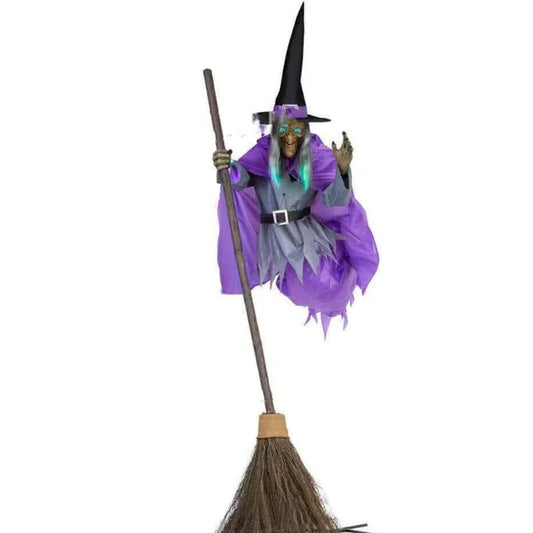 Halloween Flying Witch Decoration – 180 cm Scary Outdoor Animatronic with Sound