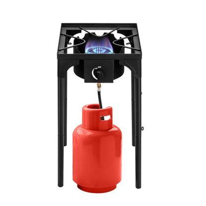 -Outdoor Camp Stove High Pressure Propane Gas Cooker Portable Cast Iron Patio Cooking Burner Single Burner 75000-BTU