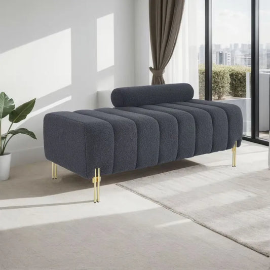 Modern Storage Sofa Bench with Soft Armrests & Wooden Legs
