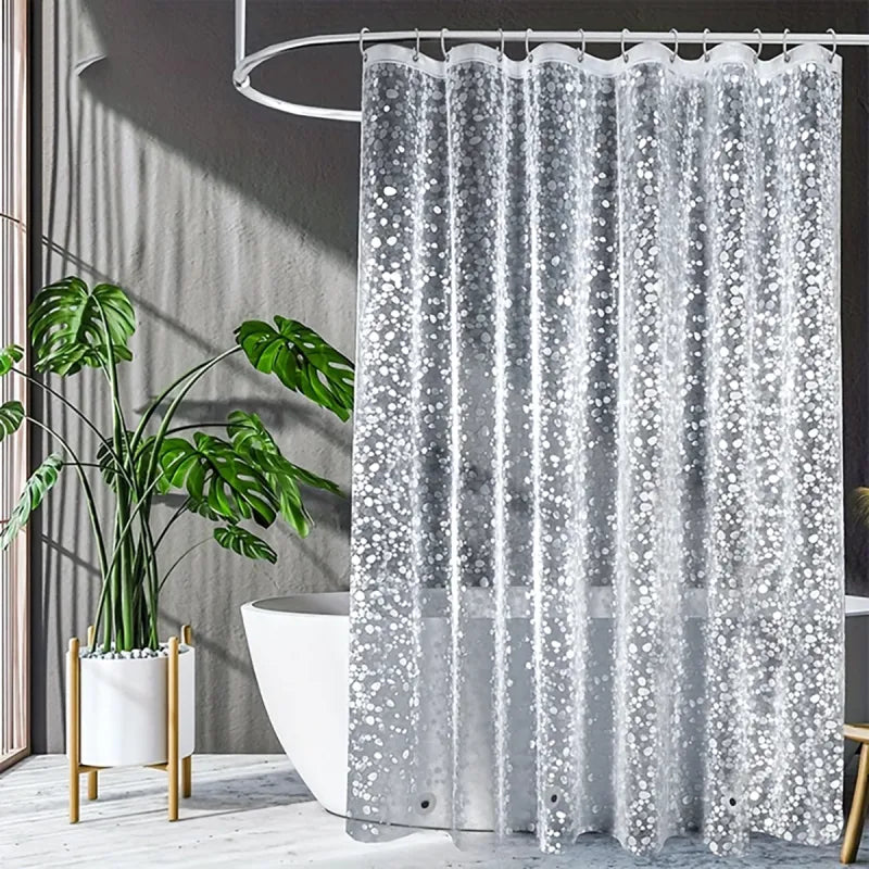 3D Pebble Pattern PEVA Shower Curtain – Durable 71″×71″ with Strong Magnetic Hem