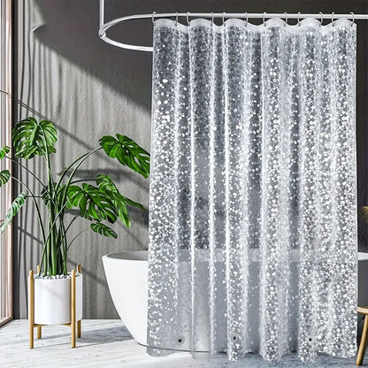 3D Pebble Pattern PEVA Shower Curtain – Durable 71″×71″ with Strong Magnetic Hem