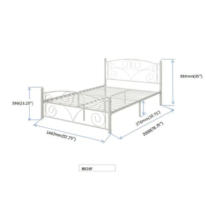 FULL Metal Bed Frame with Flower Design – Noise-Free, Durable Steel Platform (No Box Spring Needed)