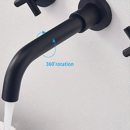 Premium Wall-Mounted Bathroom Sink Faucet – Solid Brass, Dual Handle, Multiple Finishes