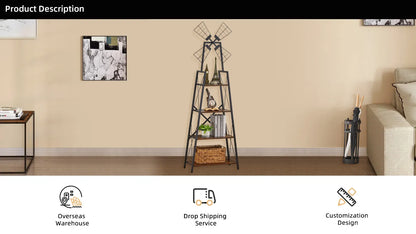 Windmill™ 4Tier Bookshelf – Modern Industrial Metal & Wood Shelving Unit