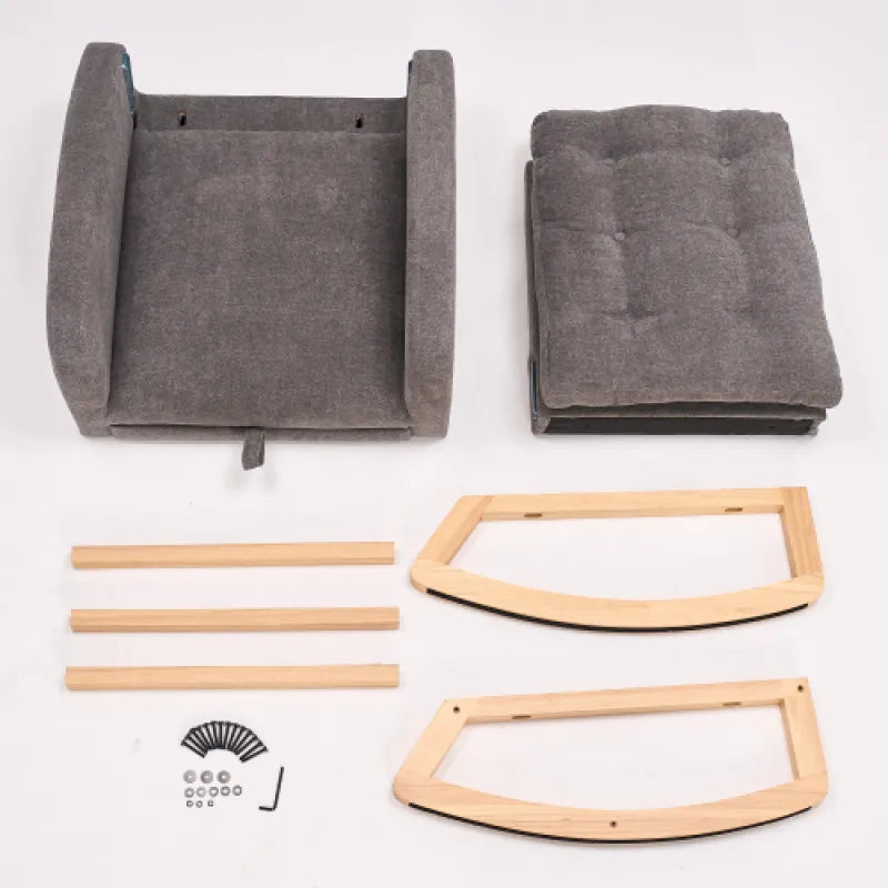Cozy Upholstered Rocking Chair with High Back & Storage Pocket