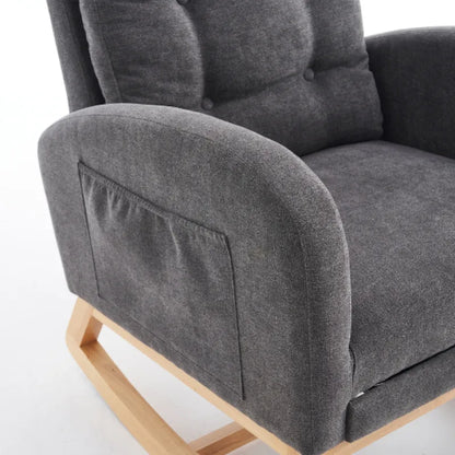 Cozy Upholstered Rocking Chair with High Back & Storage Pocket