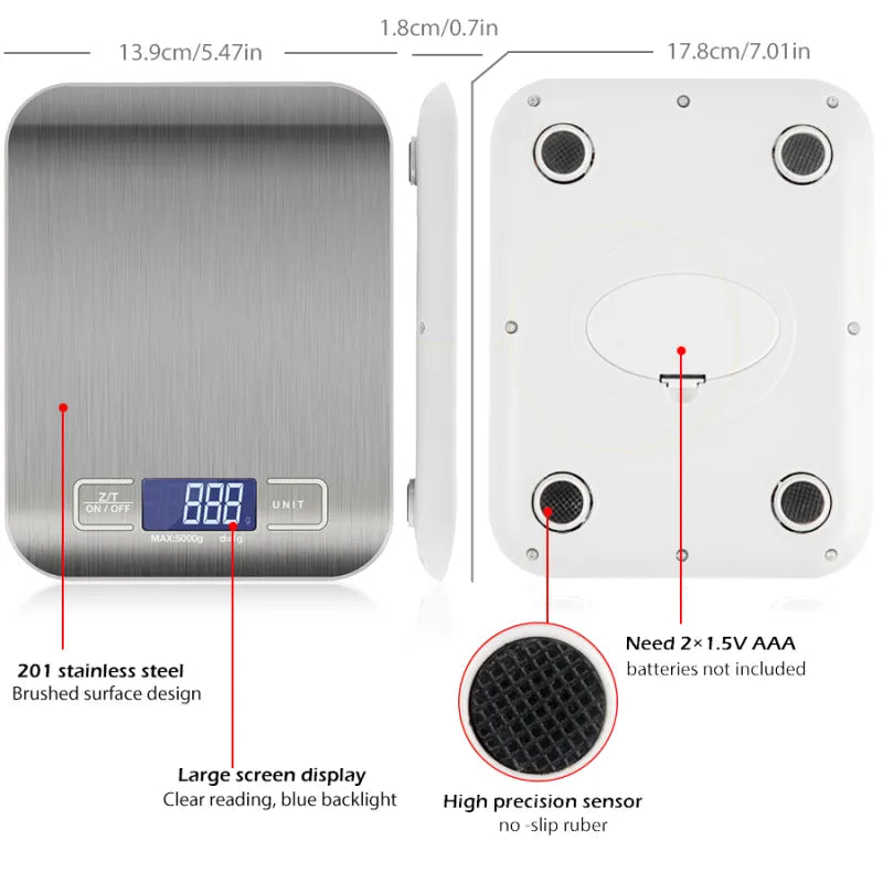 Digital Electronic Kitchen Food Diet Postal Scale Weight Balance 5KG 1g 11lb Kitchen Scales