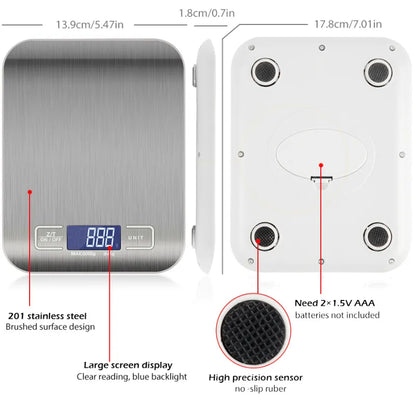 Digital Electronic Kitchen Food Diet Postal Scale Weight Balance 5KG 1g 11lb Kitchen Scales