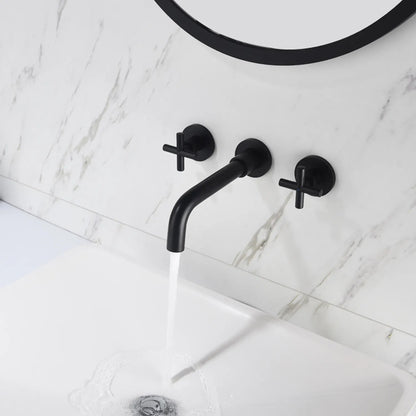 Premium Wall-Mounted Bathroom Sink Faucet – Solid Brass, Dual Handle, Multiple Finishes