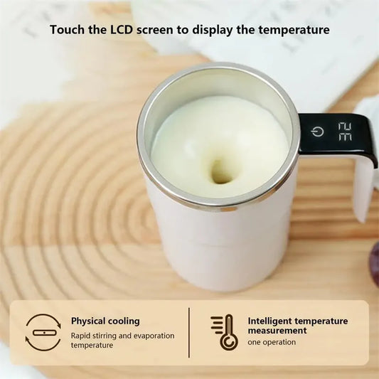 Electric Coffee Mug USB Rechargeable Automatic Magnetic Cup IP67 Waterproof Food-Safe Stainless Steel For Juice Tea Milksha Kitchen Gadgets