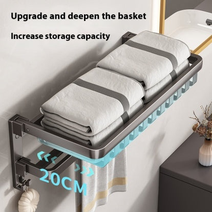 Gun-Gray Punch-Free Bathroom Towel Rack – Modern Wall-Mounted Storage Organizer