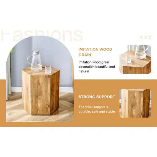 Modern MDF Coffee Table – Textured Hexagonal Accent Table