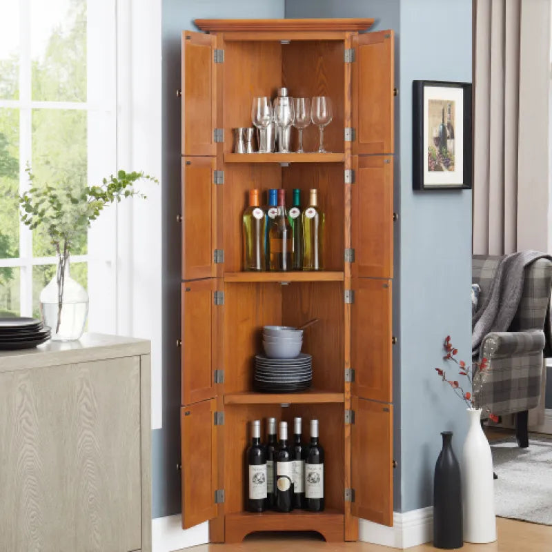 4-Tier 72" Corner Storage Cabinet with 8 Doors