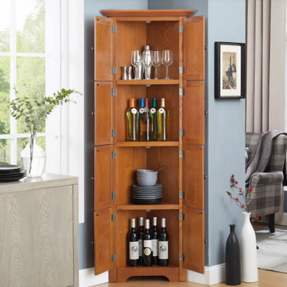4-Tier 72" Corner Storage Cabinet with 8 Doors