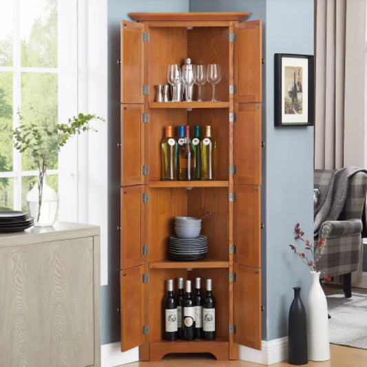 4-Tier 72" Corner Storage Cabinet with 8 Doors