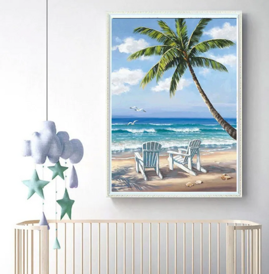DIY Full Diamond Painting – Seaside Beach Scenery (Frameless)