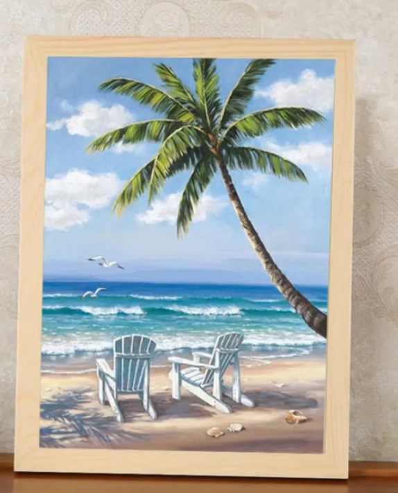 DIY Full Diamond Painting – Seaside Beach Scenery (Frameless)