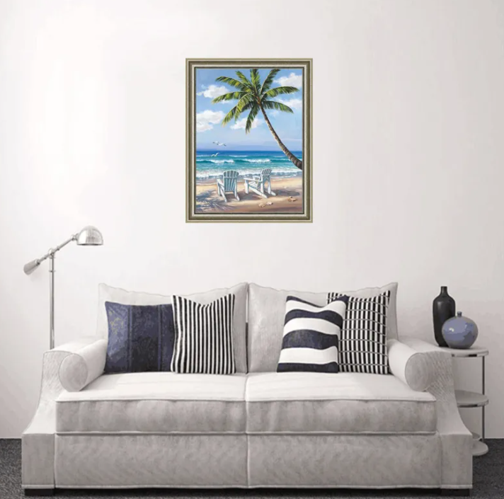 DIY Full Diamond Painting – Seaside Beach Scenery (Frameless)